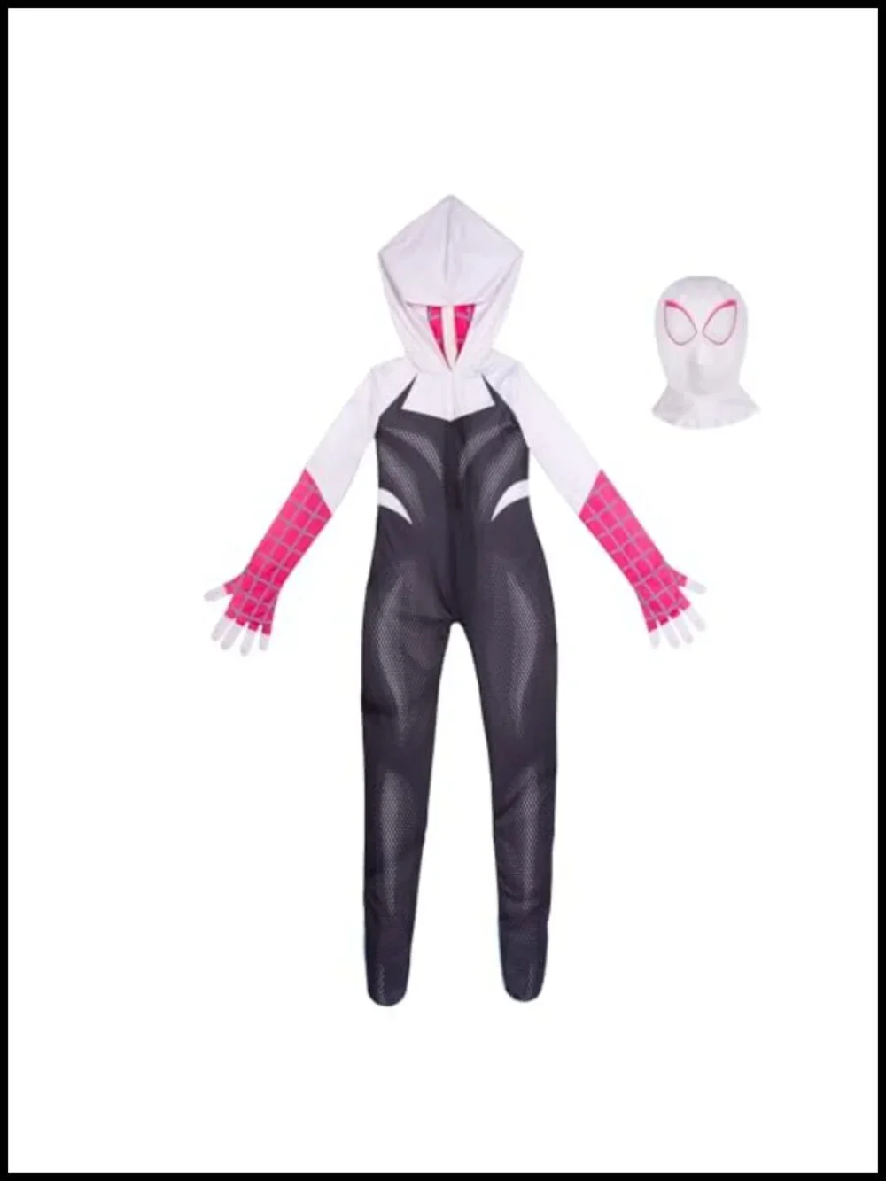 Marvel Spider-Gwen Youth Zentai Costume Hooded Spandex Jumpsuit with Mask